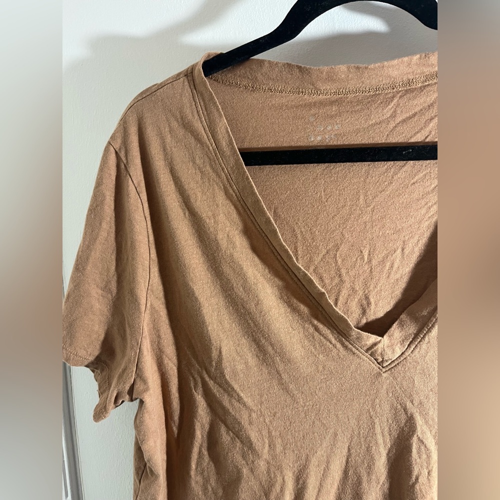 V-Neck Tan Women's Top - Picture 2 of 6